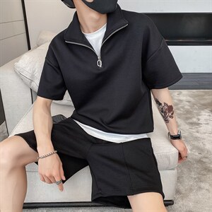 社会风秋纯色套头宽松休闲两件套装潮男B297-7725-P105控148图片