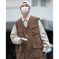宽松工装马甲多口袋户外机能男阿美咔叽露营战术背心W5129-P43，男装背心/马甲，星座412-2