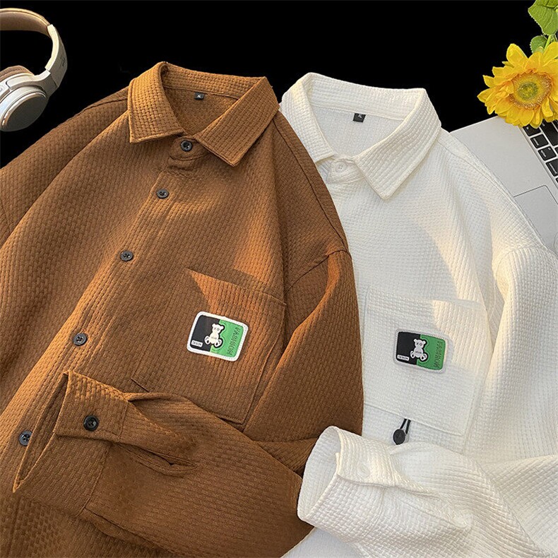 25年春季泡泡格衬衫长袖大码宽松落肩现货DS-C323-1-2315-特批45，男装衬衫，电商C323-1