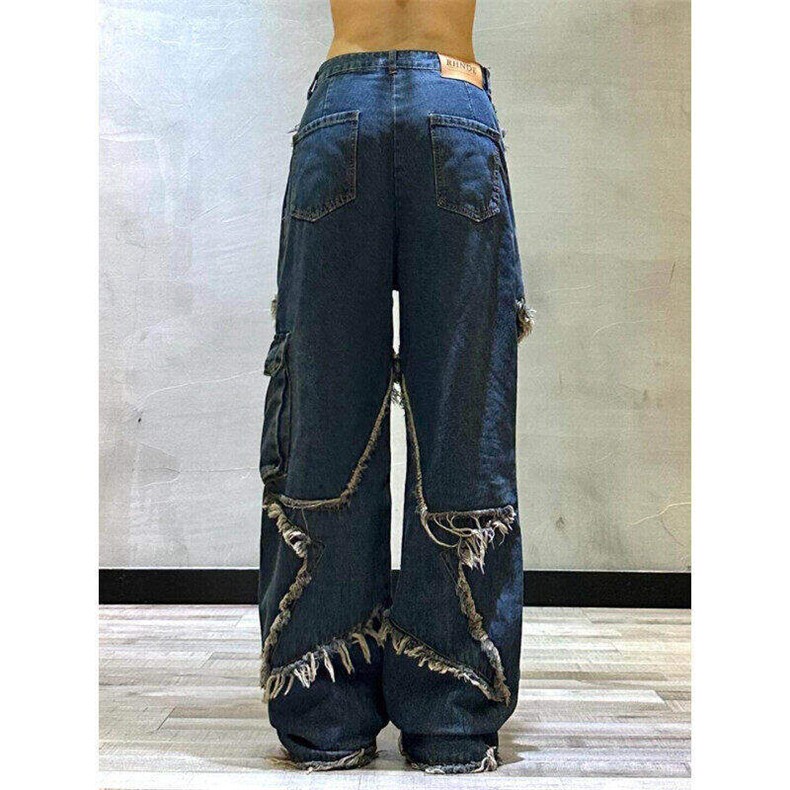 现货美式复古阔腿工装牛仔裤男女小众直筒宽松拖地裤LK85400-P60,男装牛仔裤,星座1008
