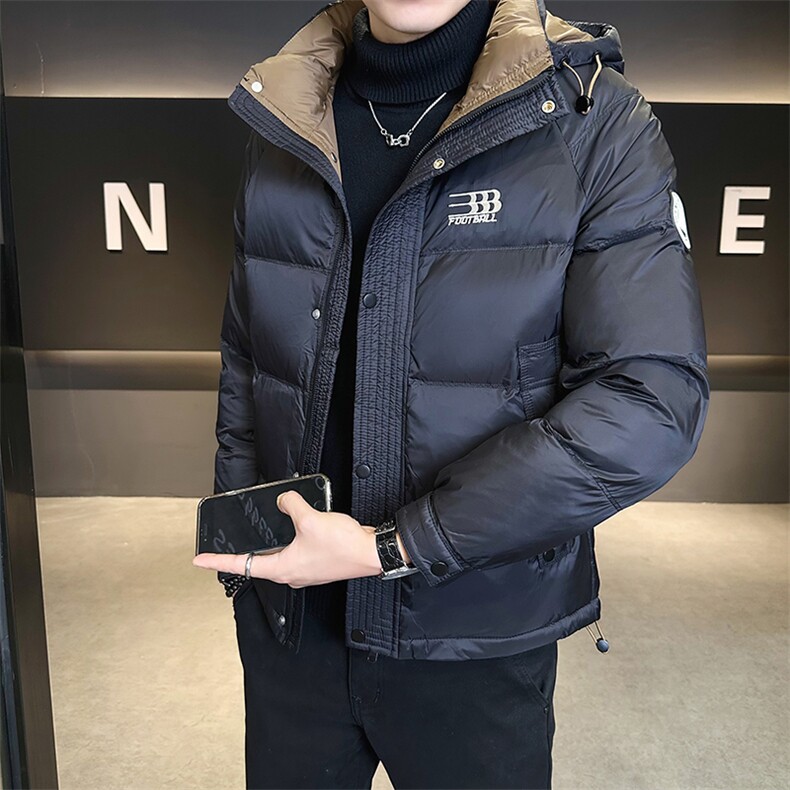 L-4XL  冬季新款连帽短款拼色棉衣男 Y9915-P175图片