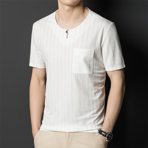 风纯棉T恤短袖男2023夏季棉麻潮流半袖圆领上衣服 BL8025-P60图片