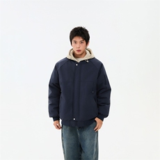 !潮流冬季连帽拉链加绒加厚棉衣情侣撞色棉服外套MY5567-P78，男装棉衣，星座610B-1