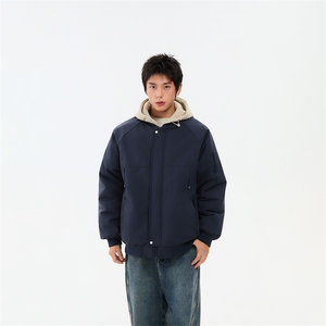 !潮流冬季连帽拉链加绒加厚棉衣情侣撞色棉服外套 MY5567-P78图片