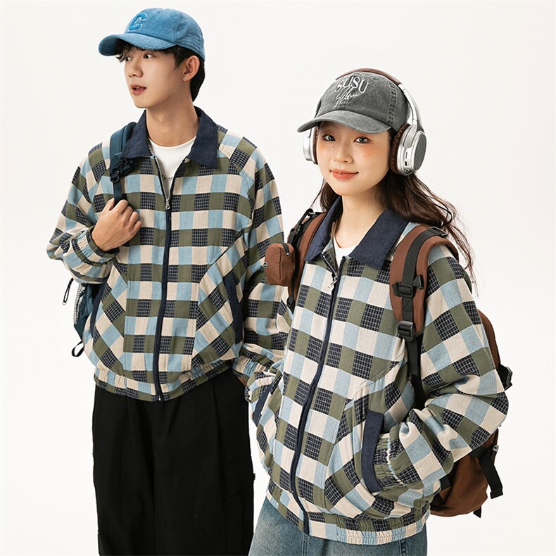 2025秋季新款男装日系潮牌格子工装宽松夹克外套JK586-F119,男装夹克,电商A101（原外27）