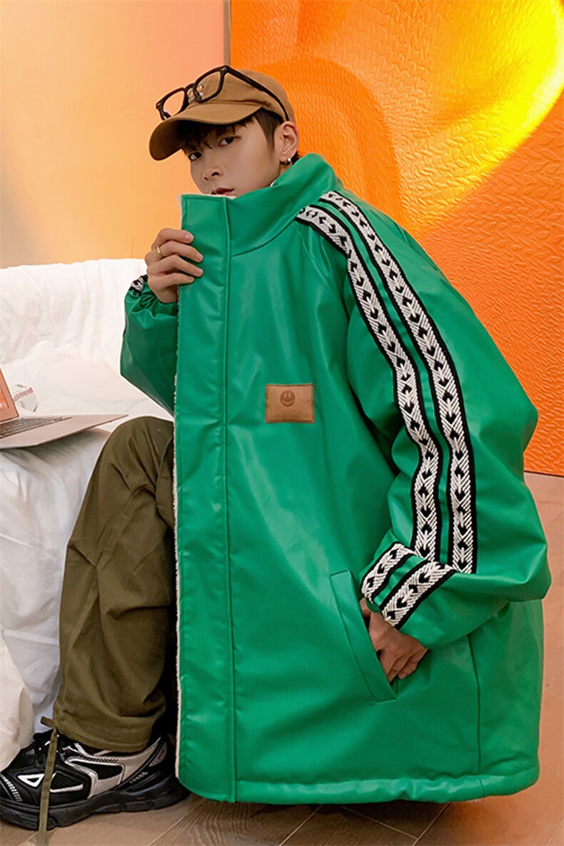 双面穿PU皮衣外套棉衣男加绒情侣棉服面包服棉袄女3323-P90控128,男装皮衣,星座207