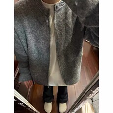 高级感灰色开衫毛衣男秋季宽松韩版简约慵懒风chic针织衫夹克外套，男装夹克，星座601-1