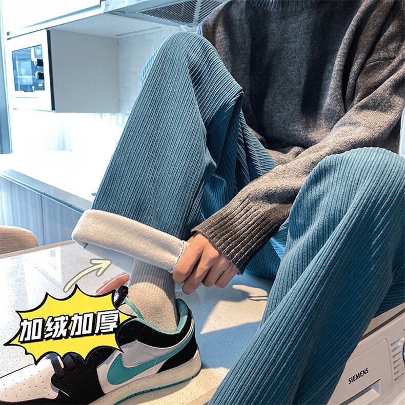 冬装 加绒加厚雪尼尔灯芯绒高街拖地直筒裤子LK21198-P55 常规P50图片