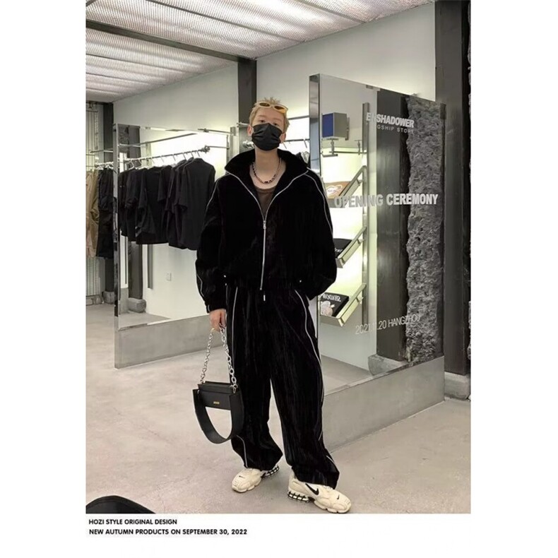 潮流简约ins拼接套装流行原宿时尚日系新款慵懒文艺气质百搭,男装休闲套装,星座506A