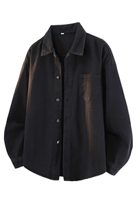 8XL-M 特大码牛仔衬衫宽松浅蓝色牛仔外套男休闲衬衫CS502P68控88图片