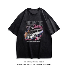 白底23新款夏季时尚百搭鹿皮绒卡通印花短袖T恤DT1109P30控48，男装T恤，电商A247-1