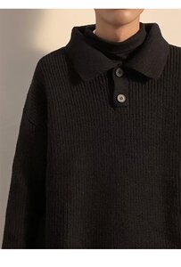 美式polo领毛衣男秋冬款潮牌复古宽松慵懒针织衫外套潮PW01-P45图片