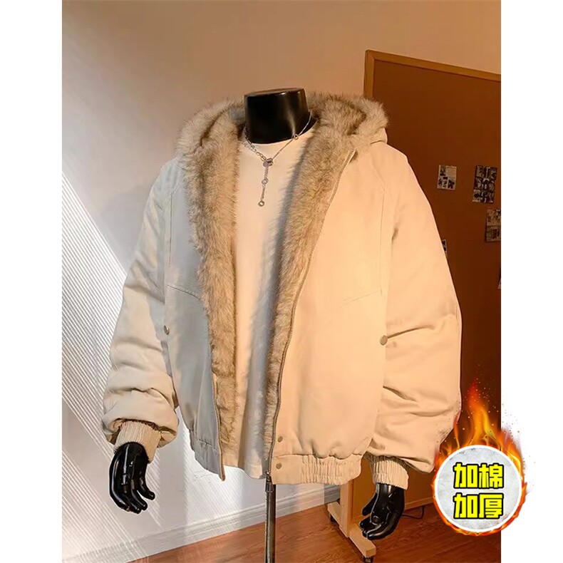 现货高品质美式高街冬季重磅硬挺短款座山雕毛领棉衣男女加厚外套，男装棉衣，电商A486