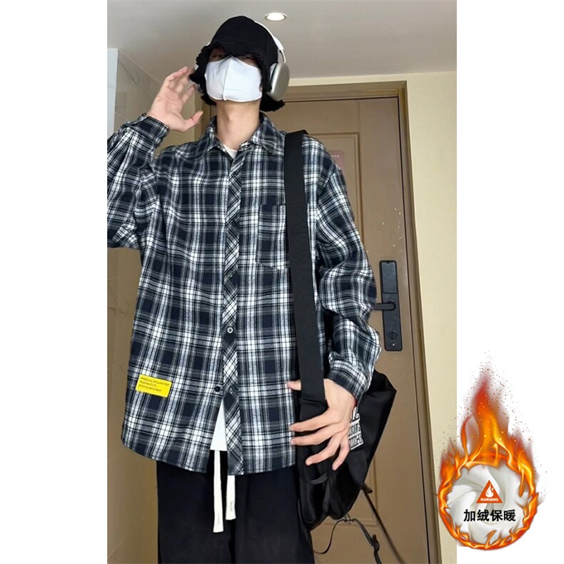 冬季格子衬衫休闲内搭衬衣高级感外套男C2158-特P28/CJ9738-特P40,男装衬衫,电商A007