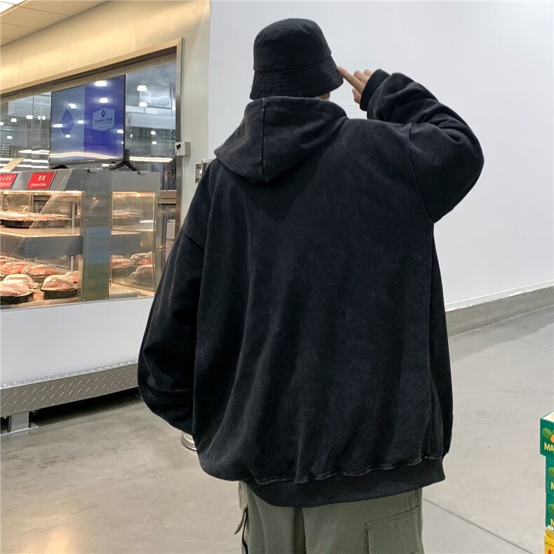 22年新款潮做旧水洗连帽卫衣ins嘻哈暗黑风拉链外套FA14P58,男装卫衣,星座1116-2