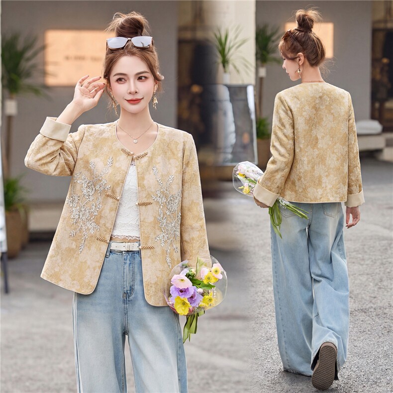 现货，春装新中式提花短外套，女装短外套，利佳可人