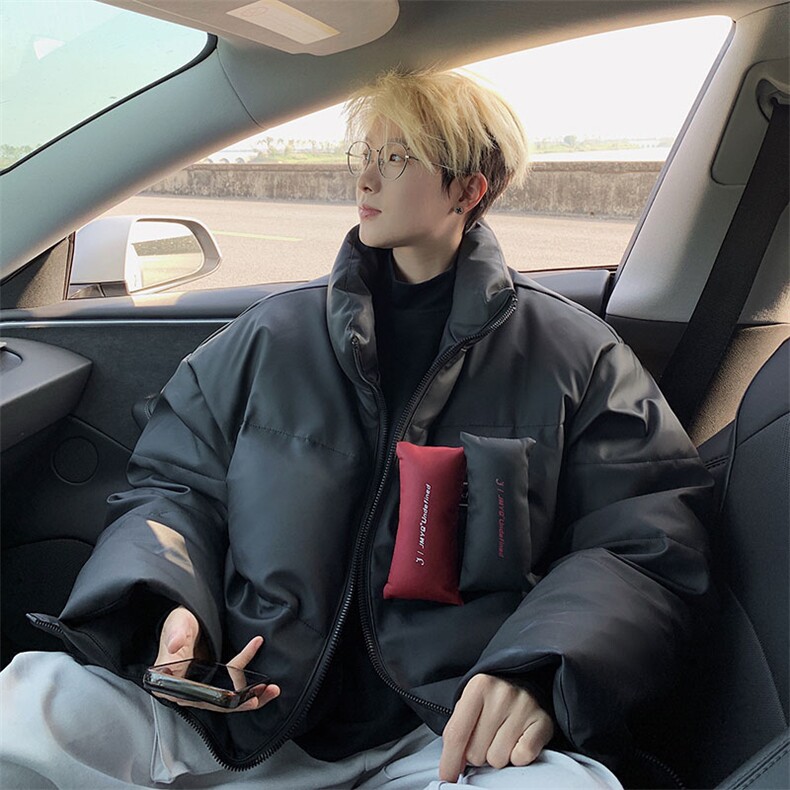 PU皮棉衣男冬季新款港风立领宽松休闲棉服学生面包服MF8603-P85,男装棉衣,星座214-3