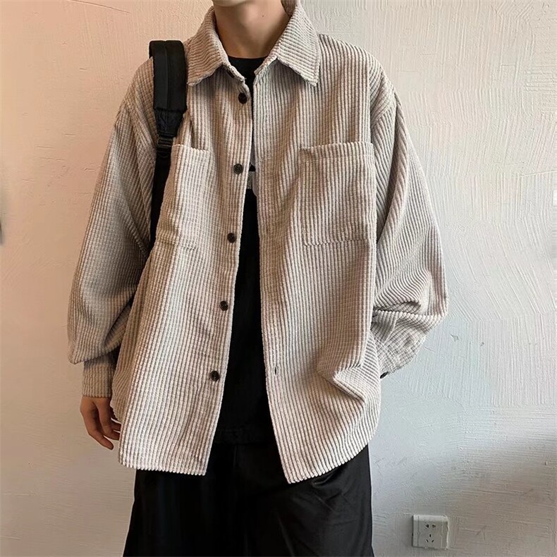 华夫格外套男新款潮流春秋宽松ins高街痞帅休闲衬衫夹克CS673-P48,男装衬衫,星座1008