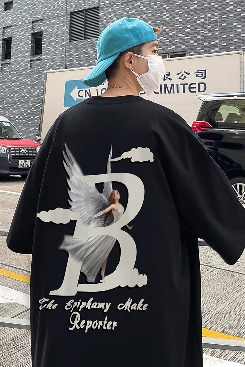 B239-1202-P28欧美式天使字母创意印花夏季高克重半袖短袖t恤,男装T恤,星座514-2(原B239)