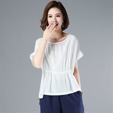 T恤圆领低领纯色宽松自然舒适2021年夏季，女装T恤，奕阳依阁