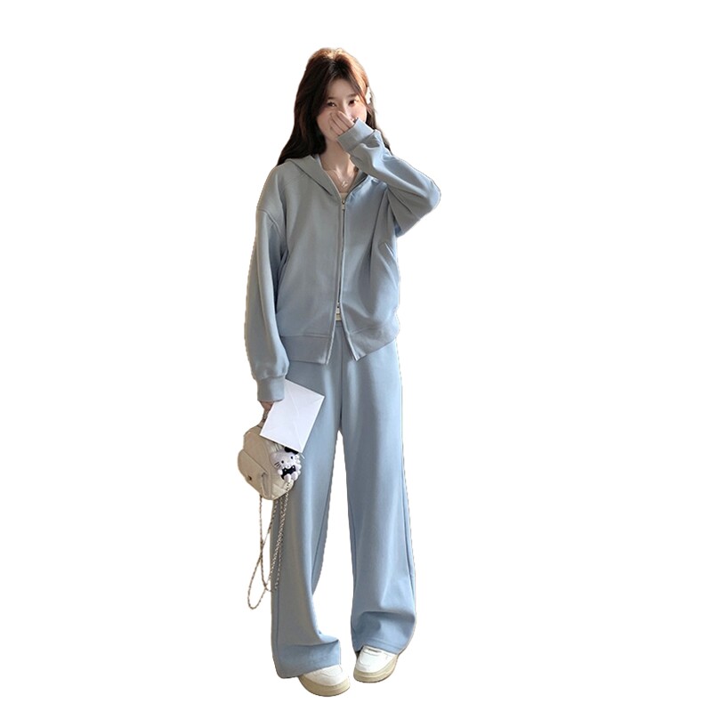 运动风穿搭卫衣套装女春秋2025新款超火好看高级感阔腿裤两件套装,女装套装/套裙,2C198
