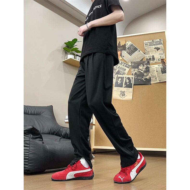 XK618-P40全橡筋腰前拉链小脚口西裤垂感免烫滑料宽松长裤,男装西裤,电商A178