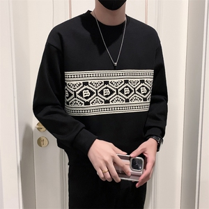 B340 WY99487 加绒P68 98 无头风店主风提花加绒卫衣男图片