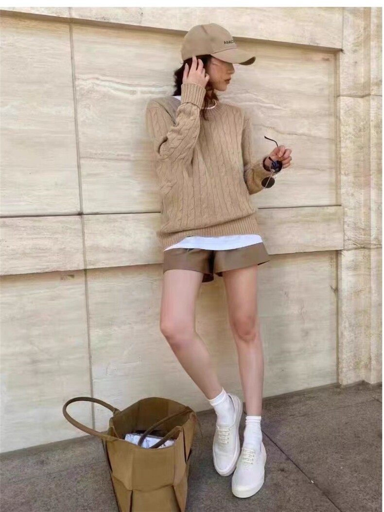 2025年秋季时尚百搭通勤简约休闲圆领麻花羊毛衫,女装羊毛衫,秋虹羊绒