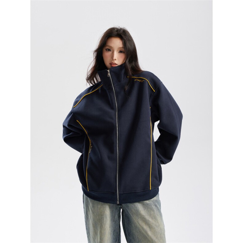 重磅400克美式印花立领卫衣开衫男秋冬季宽松上衣P75X128，男装卫衣，星座803