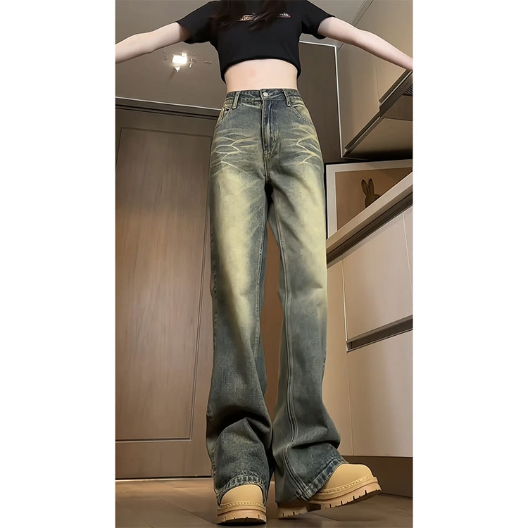 抖音品质春季新款美式高街复古微喇牛仔裤B315-K24017-P60控78,男装牛仔裤,电商B315