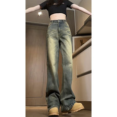 抖音品质春季新款美式高街复古微喇牛仔裤B315-K24017-P60控78，男装牛仔裤，电商B315