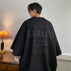 2026春夏新款麂皮绒美式激光刻字短袖XZ604-DT305-P45控58，男装T恤，星座604