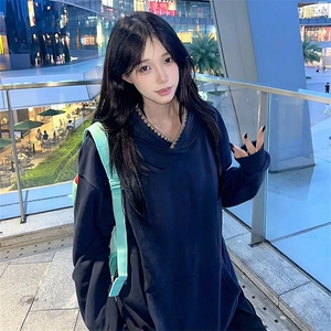 抖音得物高品质二开 25秋冬美式重磅宽松纯色连帽贝壳刺绣卫衣W63图片