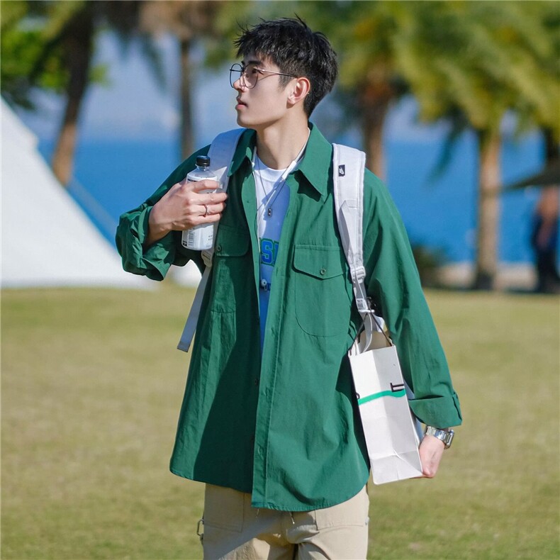 日系工装衬衫男款潮流潮牌高级感,男装衬衫,星座218-1（原230）