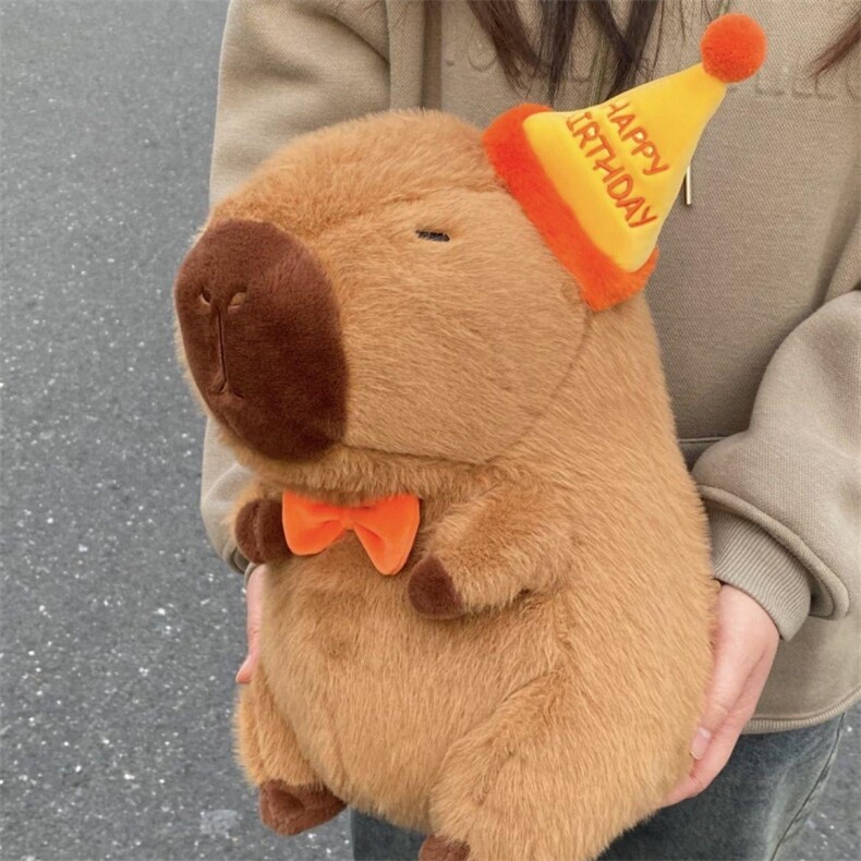 礼帽水豚卡皮巴拉爆款毛绒玩具可爱精品玩偶女生生日礼物玩偶，文德毛绒玩具
