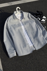 B221美式ins高街暗黑宽松条纹长袖衬衫SY2540-特P35控59，男装衬衫，电商B221