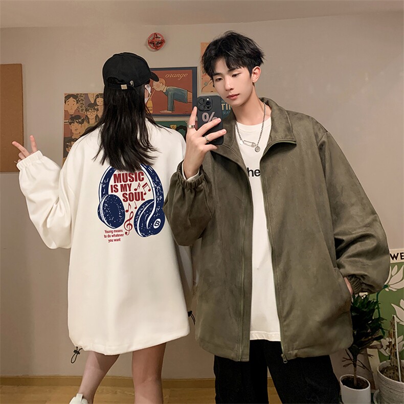 麂皮绒夹克男大码立领褂子外套JK85422-P68加绒款-P78,男装夹克,电商A040