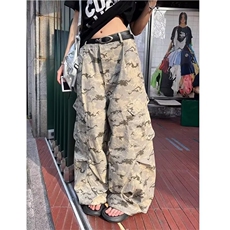 复古沙漠迷彩多口袋弯刀工装裤廓形阔腿伞兵牛仔裤K83106-P56网图，男装牛仔裤，电商B245
