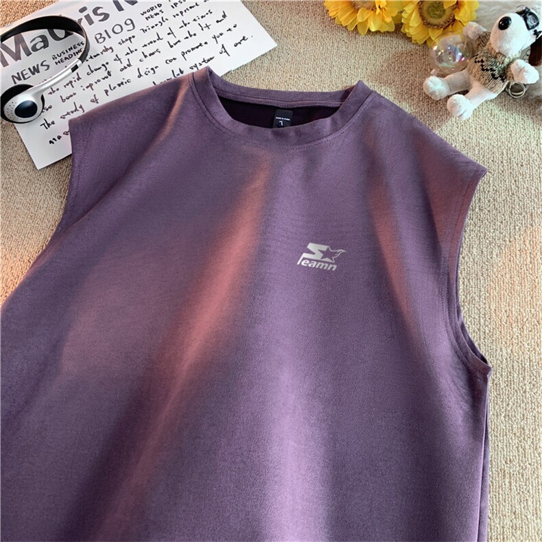 可设48小时发货支持抖音得物来样二开240克重磅美式麂皮绒背心t恤，男装背心/马甲，电商A486