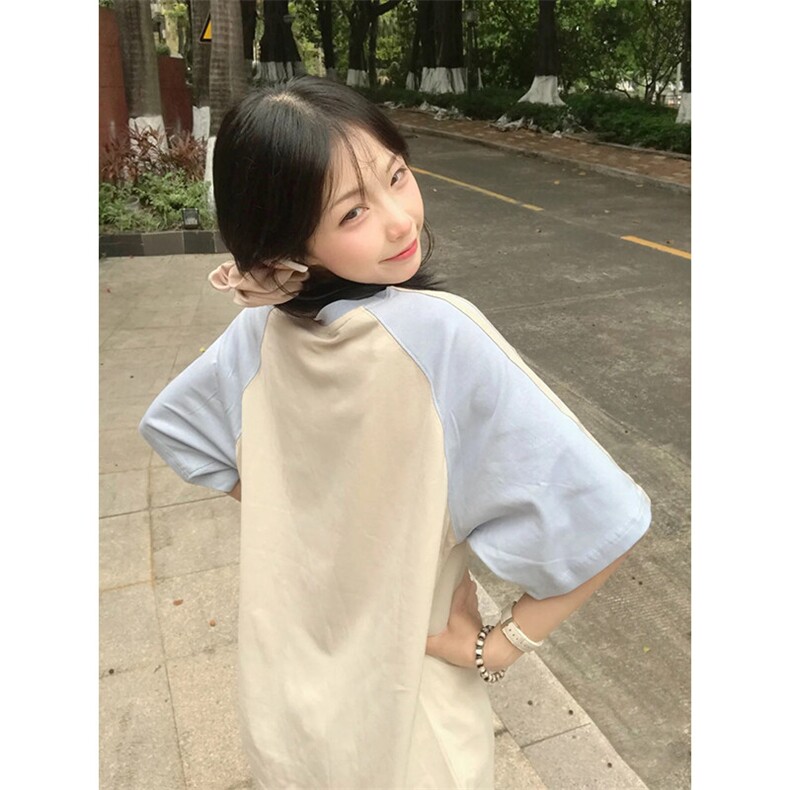 抖音得物品质二开240克宽松纯棉美式潮牌插肩三杠织带短袖T恤,男装T恤,电商A486