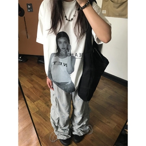 【有货】竖条纹星星工装裤男美式hiphop裤子高街宽松B356LL-特P55图片