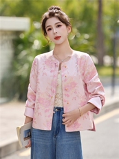 现货现货2026年春季新中式提花盘扣外套，女装短外套，艾仟回(原伊仟回)