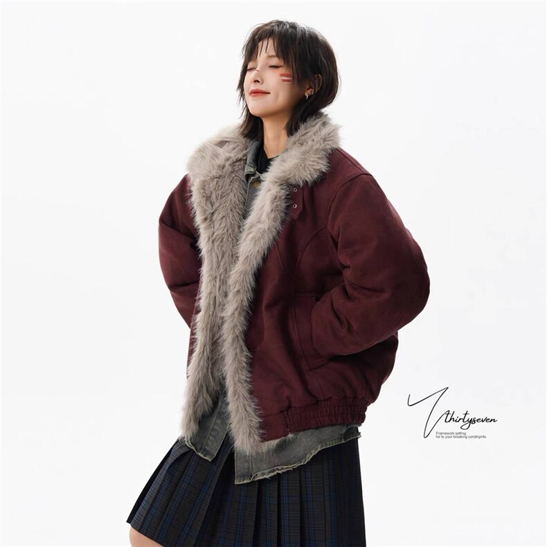 2025冬季座山雕加厚棉服男女宽松解构磨毛毛领外套MF391-P99,男装棉衣,星座412-3
