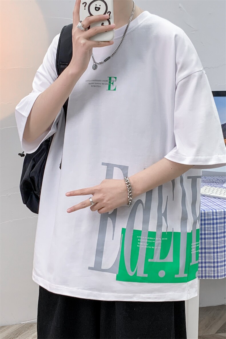夏装学生纯棉印花短袖T恤2023运动休闲半袖男女1588-P38控价58,男装T恤,电商A441-1