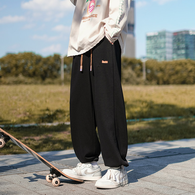 裤子男秋季潮流宽松阔腿裤垂感百搭男生运动休闲长裤K0736-P35,男装休闲裤,星座308B-1