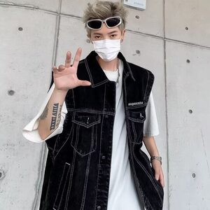 2025夏水洗做旧马甲复古无袖坎肩牛仔背心 MJ603图片