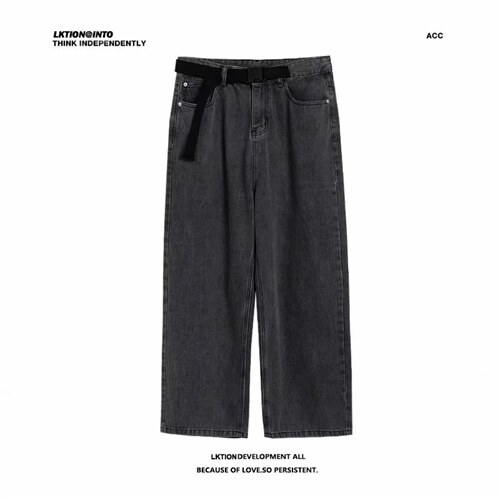 秋季高街拖地牛仔裤男hiphop裤子直筒宽松潮牌休闲长裤7067-p45图片