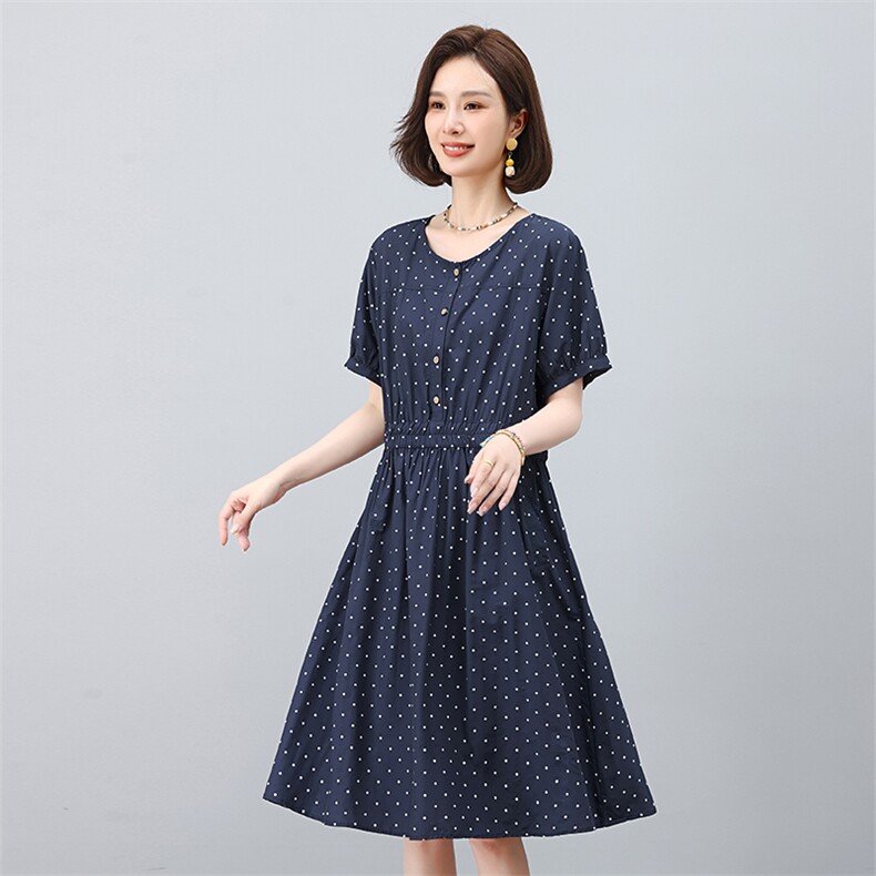 女士纯棉连衣裙2025新款今年流行爆款夏季超好看波点a字碎花裙子,女装连衣裙,叶笙衣