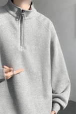 8XL-M特大码卫衣男纯色百搭条纹肌理立领拉链长袖T恤男WY08P55，男装T恤，电商D206-1