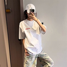万针全刺绣工艺抖音得物高品质260克重磅纯棉双纱美式高街短袖T恤，男装T恤，电商A486-1